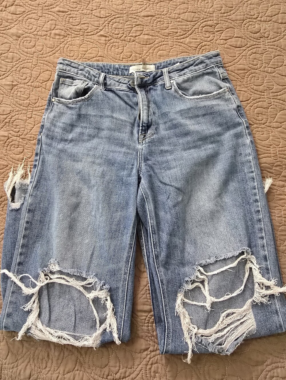 Women's Distressed Light Blue Denim Jeans